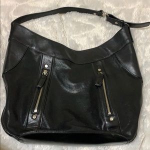 Large black Cole Haan leather hobo tote purse